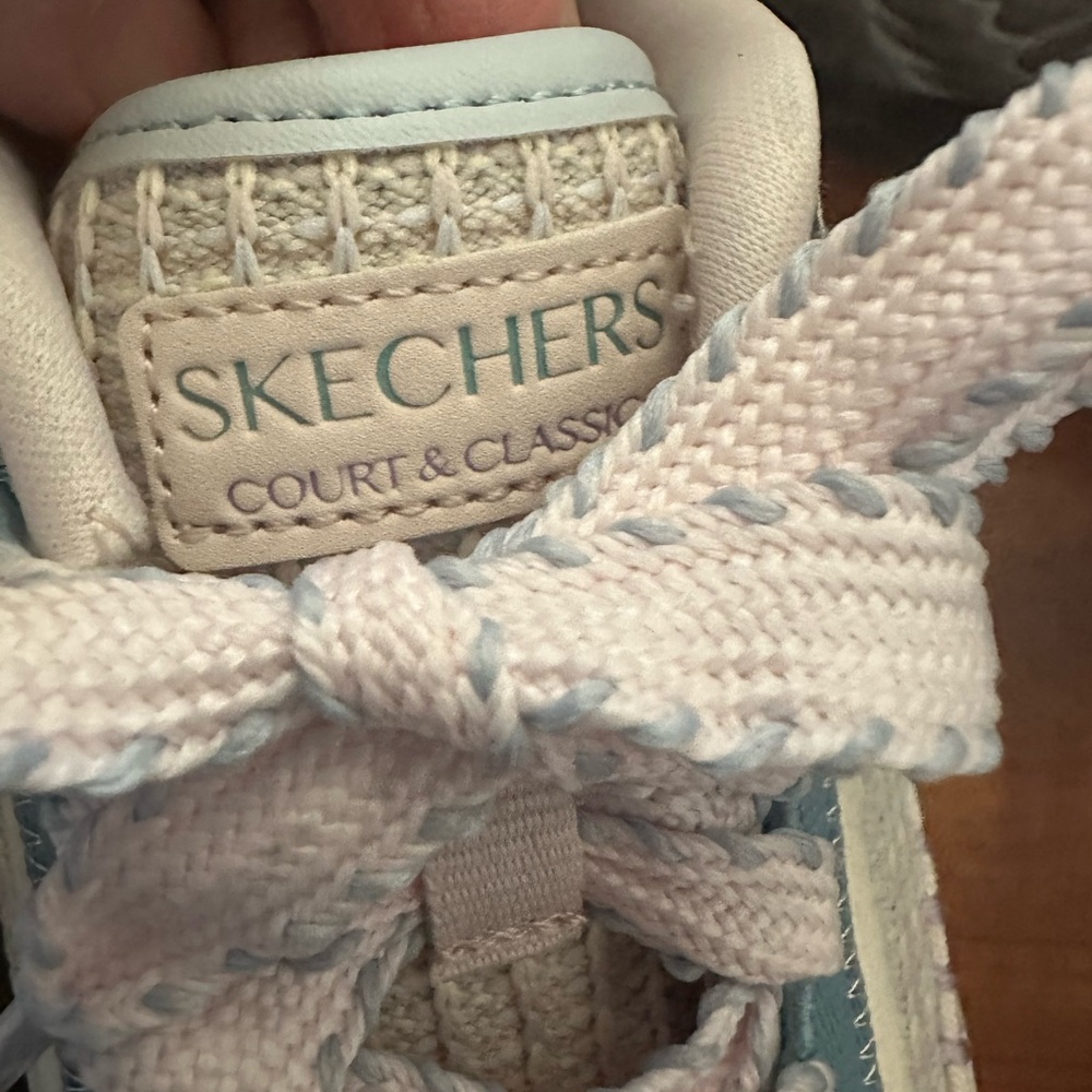Skechers Women's Light Blue and Cream Sneakers - Picture 3 of 8
